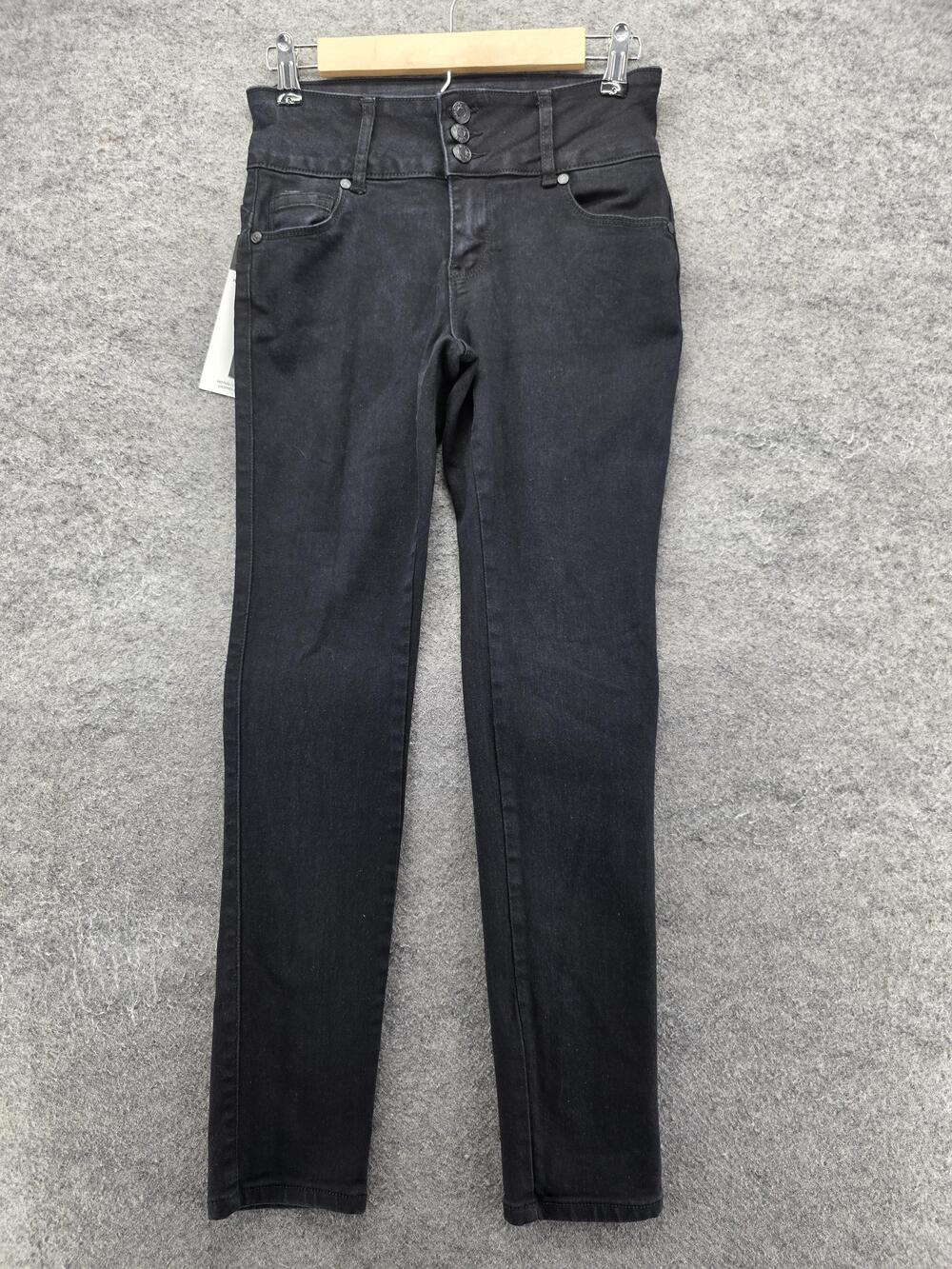Bamboo Jeans Jeans Womens 7 Black Skinny Slim Stretch Dark Denim 32 Inseam